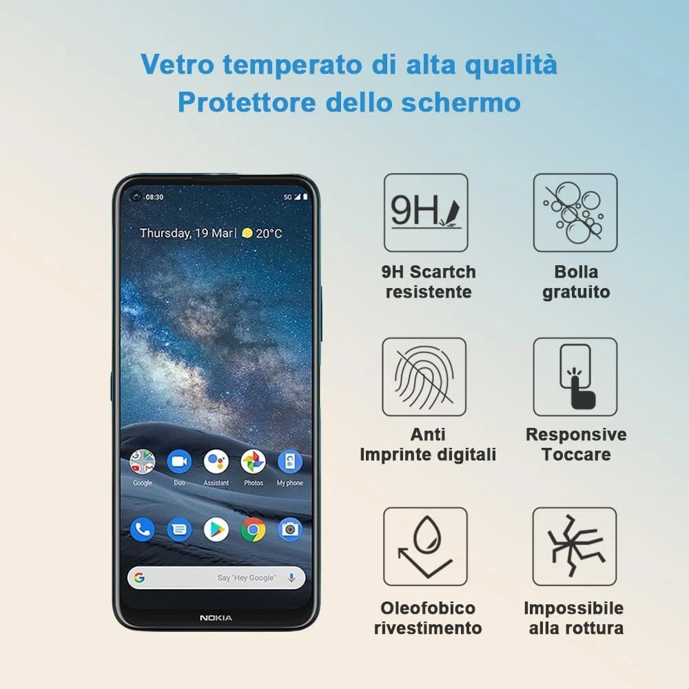محافظ صفحه نمایش HYGMOCC برای نوکیا 8.3، محافظ صفحه شیشه ای حرارت دیده، وضوح HD، سختی 9H، سازگار با قاب، نصب آسان، ضد خش، بدون حباب (بسته 1 عددی)
