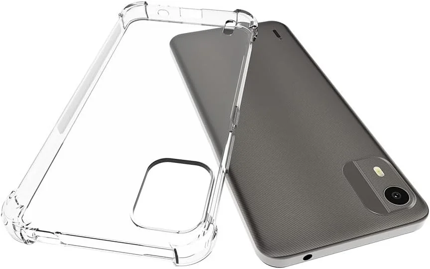 کاور ژله ای نرم و شفاف SDTEK برای نوکیا C12 [گوشه های ایربگ دار] + محافظ صفحه نمایش شیشه ای حرارت دیده