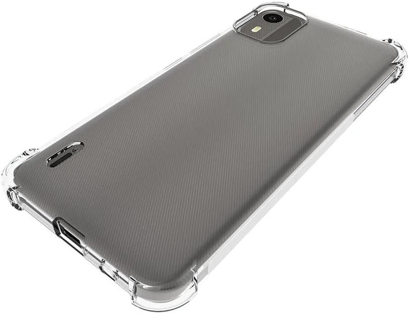 کاور ژله ای نرم و شفاف SDTEK برای نوکیا C12 [گوشه های ایربگ دار] + محافظ صفحه نمایش شیشه ای حرارت دیده