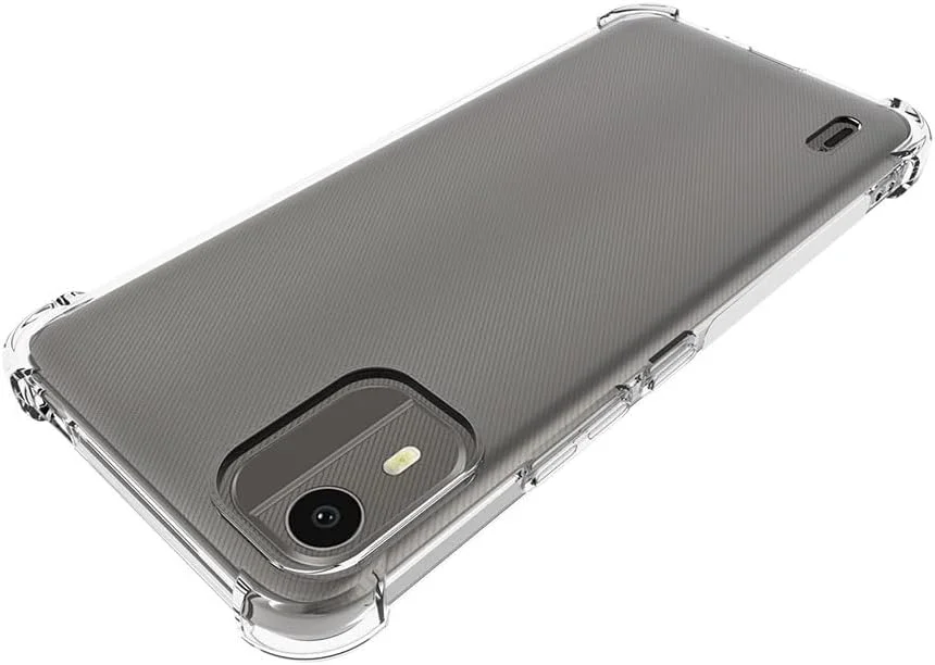 کاور ژله ای نرم و شفاف SDTEK برای نوکیا C12 [گوشه های ایربگ دار] + محافظ صفحه نمایش شیشه ای حرارت دیده