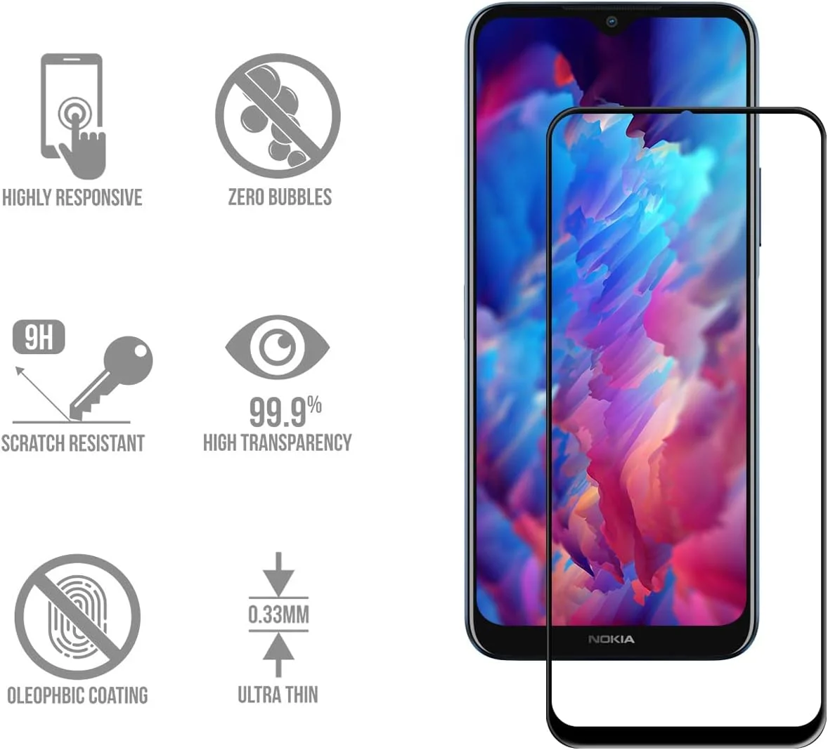 محافظ صفحه نمایش SCL برای نوکیا G50، [بسته 3 عددی] [پوشش کامل] فیلم شیشه ای حرارت دیده، سختی 9H، ضد خش، ضد اثر انگشت، بدون حباب