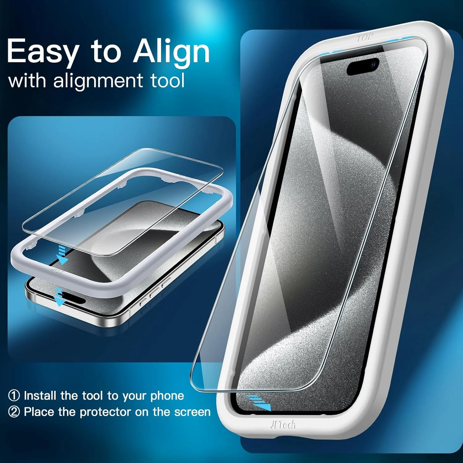 JETech Screen Protector for iPhone 15 Pro 6.1-Inch, Tempered Glass Film with Easy Installation Tool, Case-Friendly, HD Clear, 3-Pack JETech Screen Protector for iPhone 15 Pro 6.1-Inch, Tempered Glass Film with Easy Installation Tool, Case-Friendly, HD Clear, 3-Pack