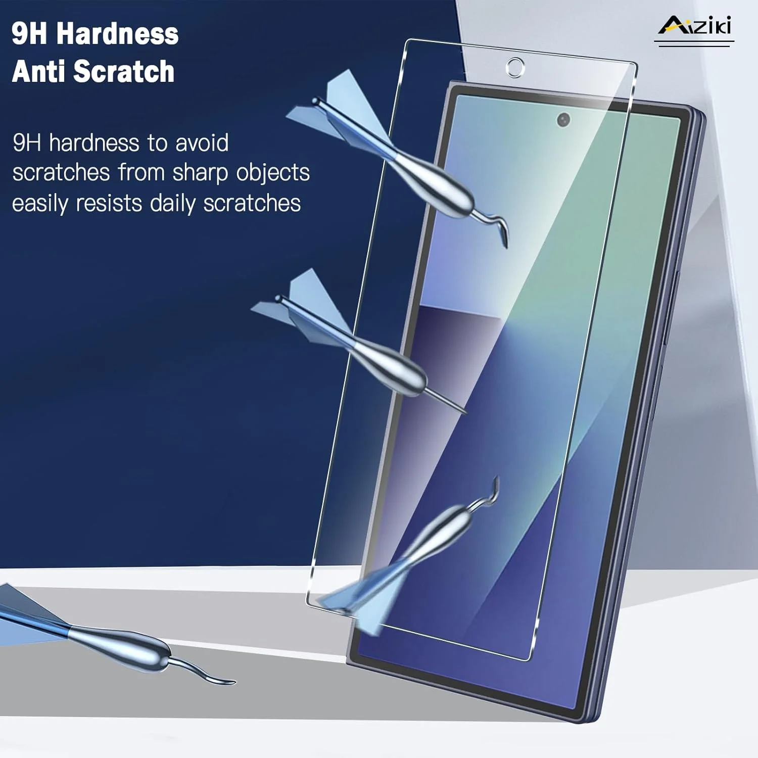 محافظ صفحه نمایش شیشه ای حرارت دیده Aiziki (2 عدد) برای Samsung Galaxy Z Fold 7، شفاف HD، ضد خش، ضد اثر انگشت، پوشش کامل با سختی 9H برای Samsung Galaxy Z Fold 7