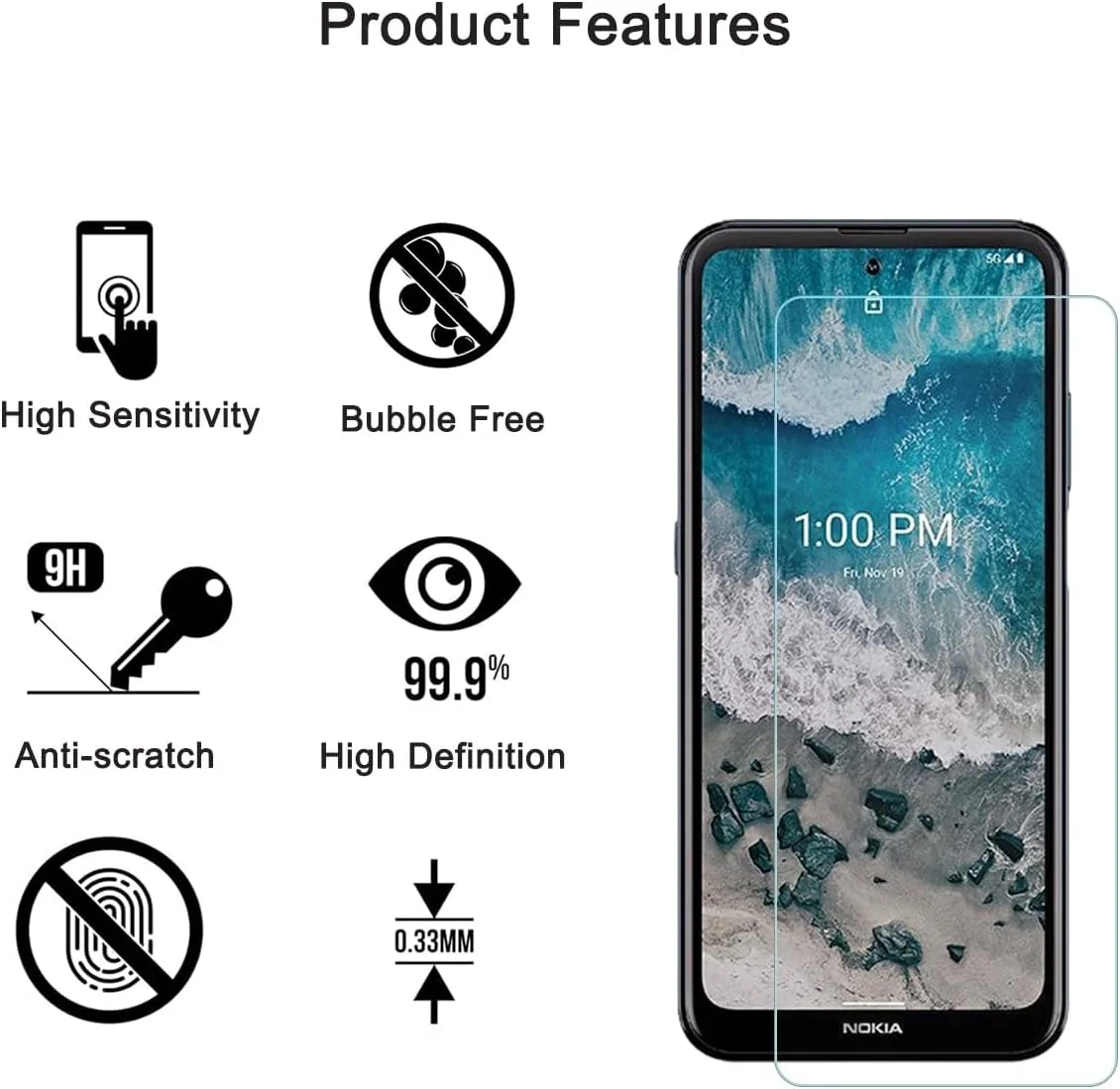 محافظ صفحه نمایش HYGMOCC برای نوکیا X100، فیلم محافظ شیشه ای حرارت دیده، وضوح HD، سختی 9H، نصب آسان، ضد خش، بدون حباب (1 عدد) محافظ صفحه نمایش HYGMOCC برای نوکیا X100، فیلم محافظ شیشه ای حرارت دیده، وضوح HD، سختی 9H، نصب آسان، ضد خش، بدون حباب (1 عدد)