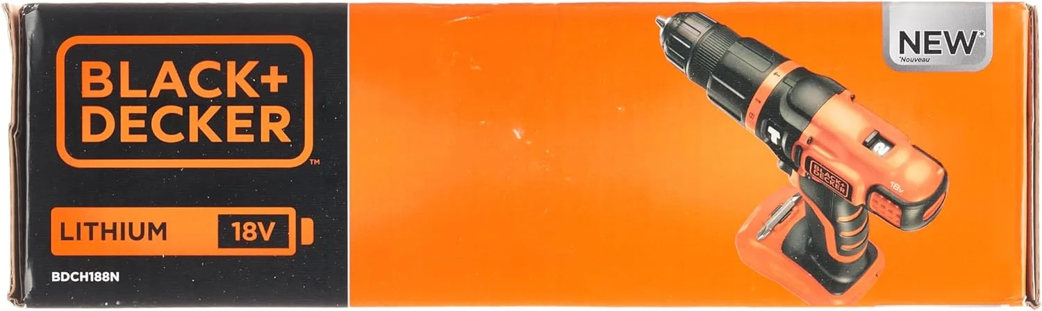 دریل چکشی شارژی بلک اند دکر با 11 تنظیمات گشتاور، 18 ولت، بدون باتری - BDCH188N-XJ