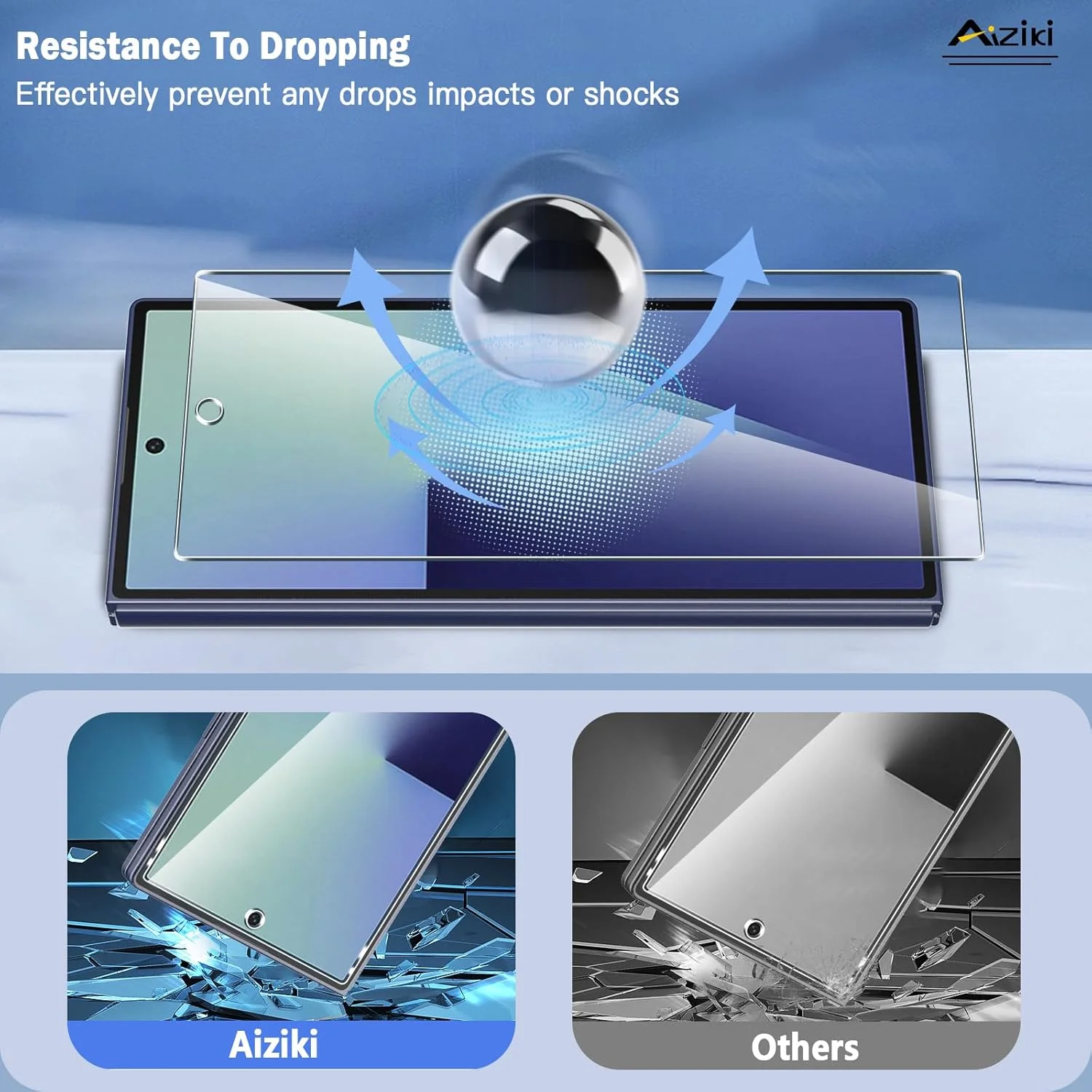 محافظ صفحه نمایش شیشه ای حرارت دیده Aiziki (2 عدد) برای Samsung Galaxy Z Fold 7، شفاف HD، ضد خش، ضد اثر انگشت، پوشش کامل با سختی 9H برای Samsung Galaxy Z Fold 7