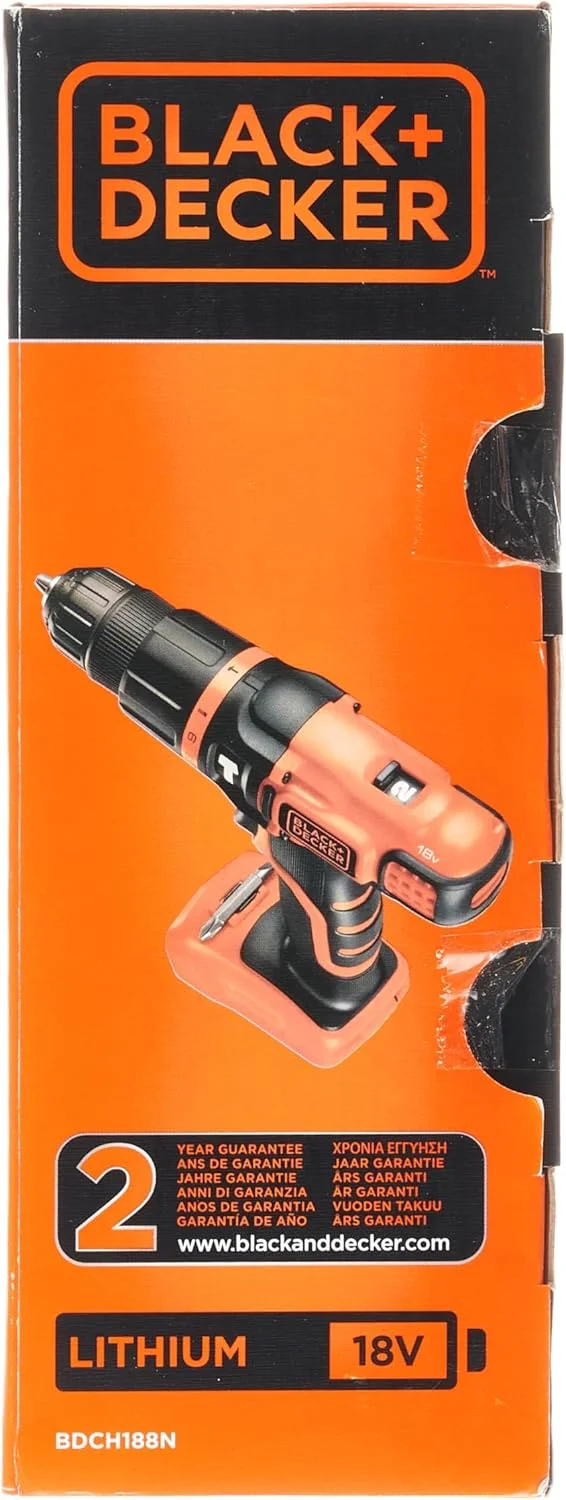 دریل چکشی شارژی بلک اند دکر با 11 تنظیمات گشتاور، 18 ولت، بدون باتری - BDCH188N-XJ