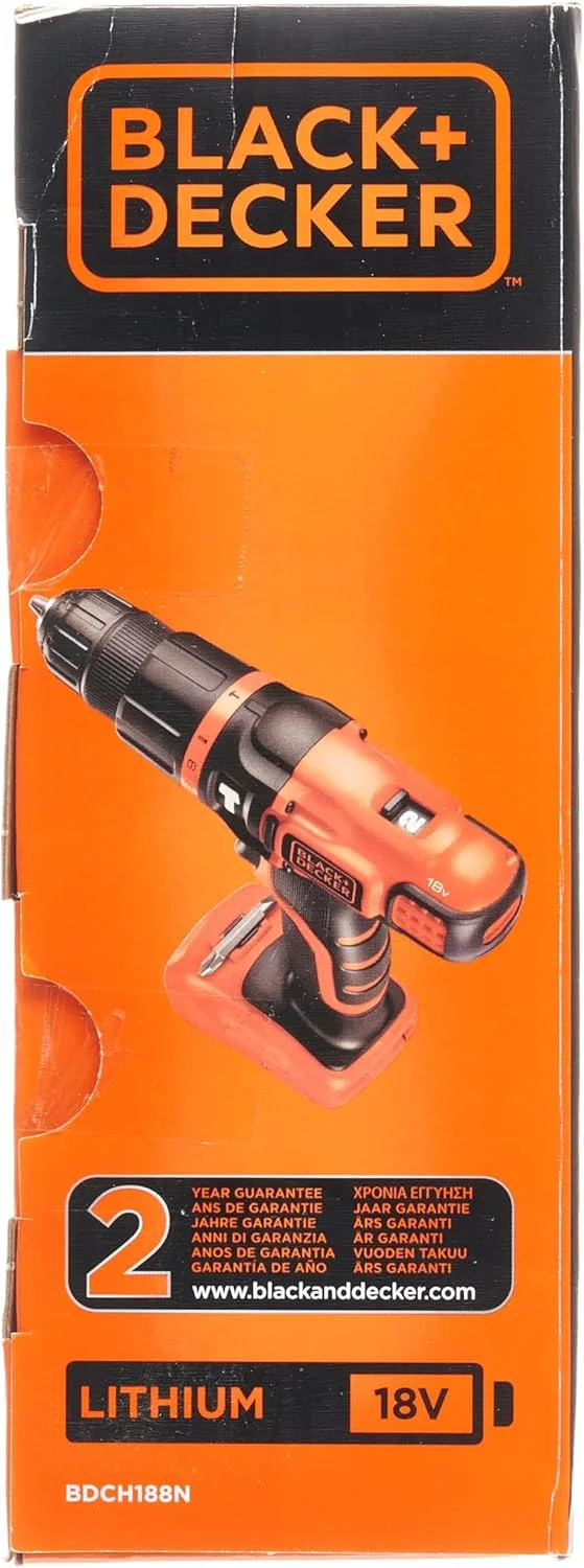 دریل چکشی شارژی بلک اند دکر با 11 تنظیمات گشتاور، 18 ولت، بدون باتری - BDCH188N-XJ