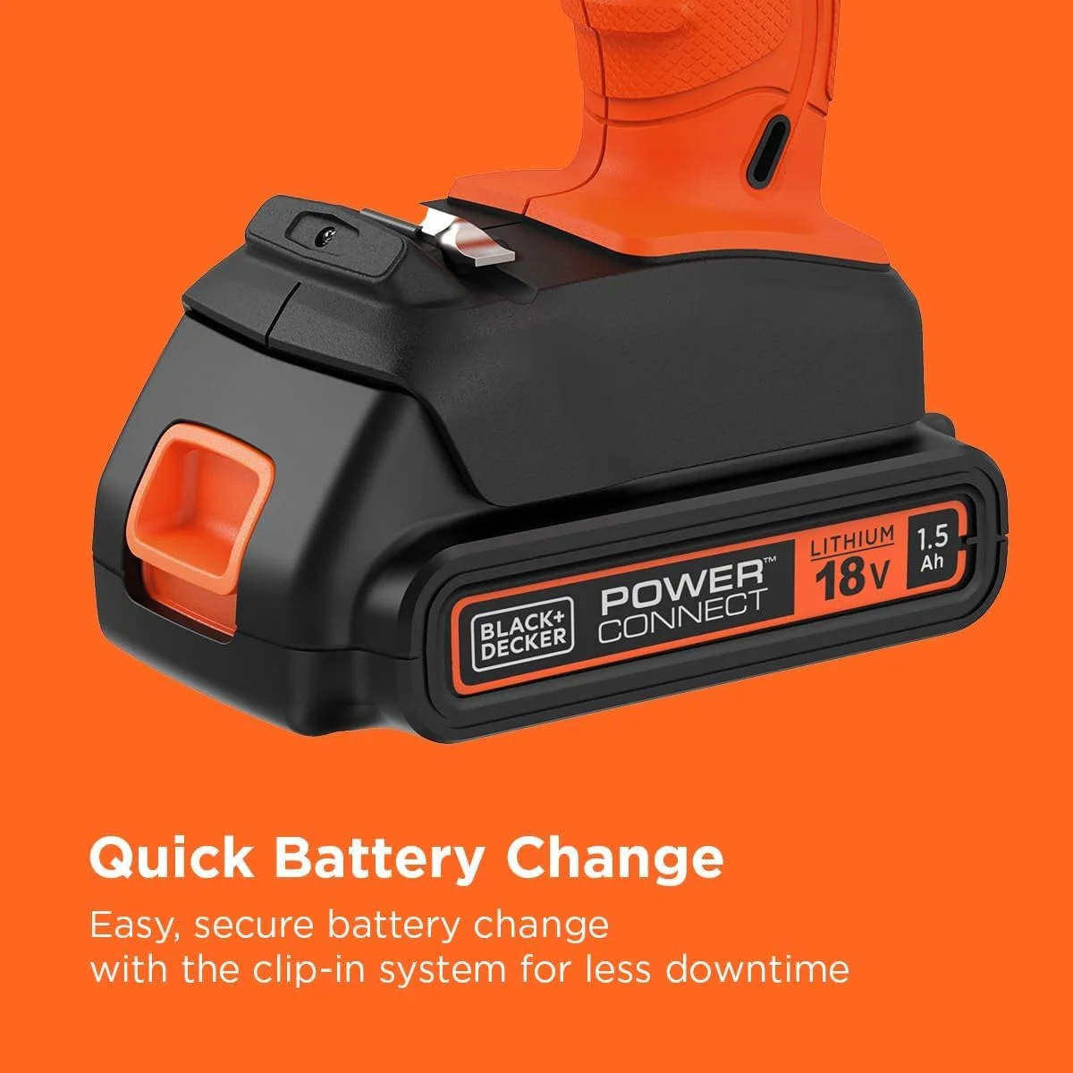 دریل پیچ گوشتی شارژی 18 ولت 1.5 آمپر Black & Decker، مناسب برای سوراخکاری چوب و بستن پیچ، نارنجی/مشکی - BCD001C1-GB