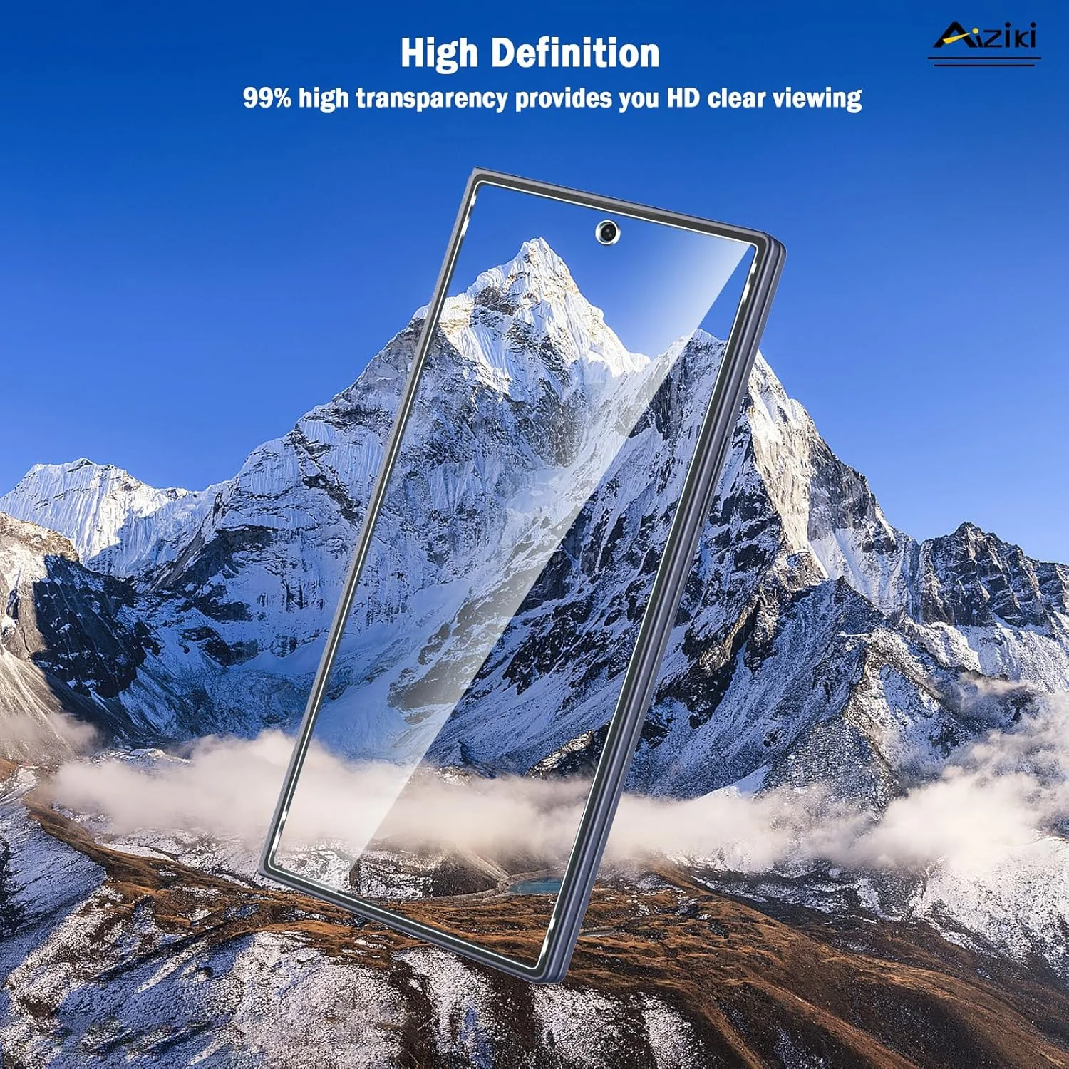 محافظ صفحه نمایش شیشه ای حرارت دیده Aiziki (2 عدد) برای Samsung Galaxy Z Fold 7، شفاف HD، ضد خش، ضد اثر انگشت، پوشش کامل با سختی 9H برای Samsung Galaxy Z Fold 7