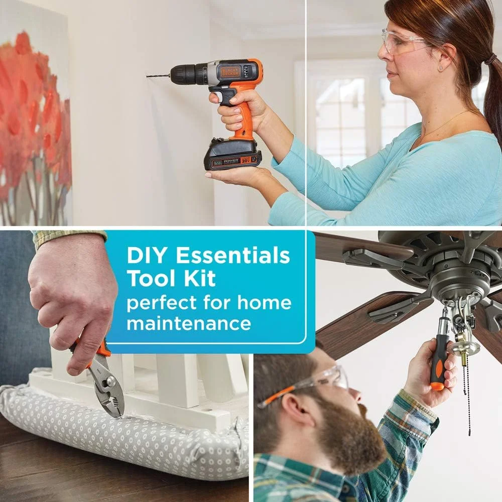 کیت ابزار خانگی beyond by BLACK+DECKER به همراه دریل/پیچ گوشتی 20 ولت MAX، 83 تکه (BDPK70284C1AEV), BDPK70284C1AEV