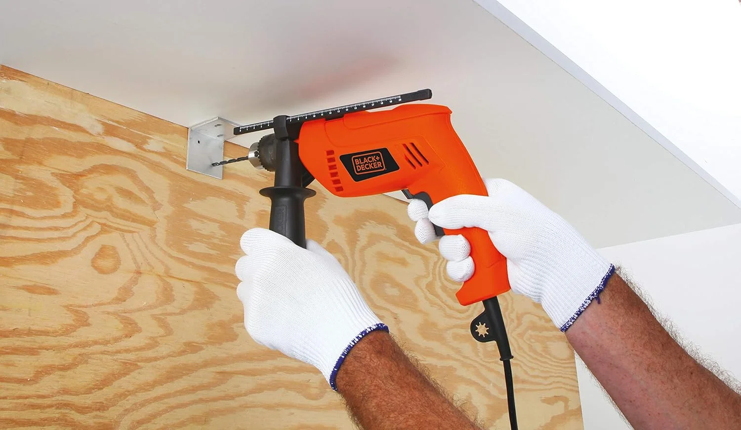 دریل چکشی برقی سیم دار بلک اند دکر، 650 وات، 13 میلی متر، شامل مجموعه 50 عددی لوازم جانبی، جعبه ابزار، برای سوراخکاری فلز، بتن و چوب، نگهداری آسان، نارنجی/مشکی - HD650KIT-B5 دریل چکشی برقی سیم دار بلک اند دکر، 650 وات، 13 میلی متر، شامل مجموعه 50 عددی لوازم جانبی، جعبه ابزار، برای سوراخکاری فلز، بتن و چوب، نگهداری آسان، نارنجی/مشکی - HD650KIT-B5