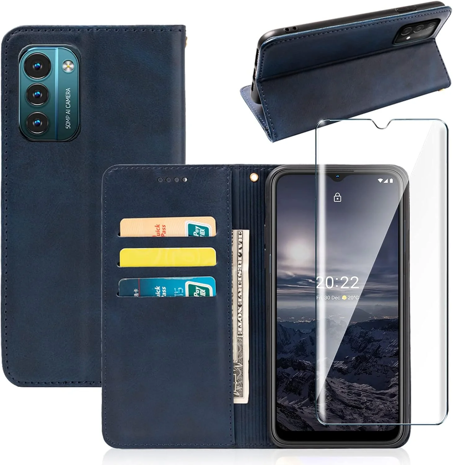 کیف کلاسوری چرمی MYHY برای گوشی نوکیا G21 + محافظ صفحه نمایش شیشه ای حرارت دیده کیف کلاسوری چرمی MYHY برای گوشی نوکیا G21 + محافظ صفحه نمایش شیشه ای حرارت دیده