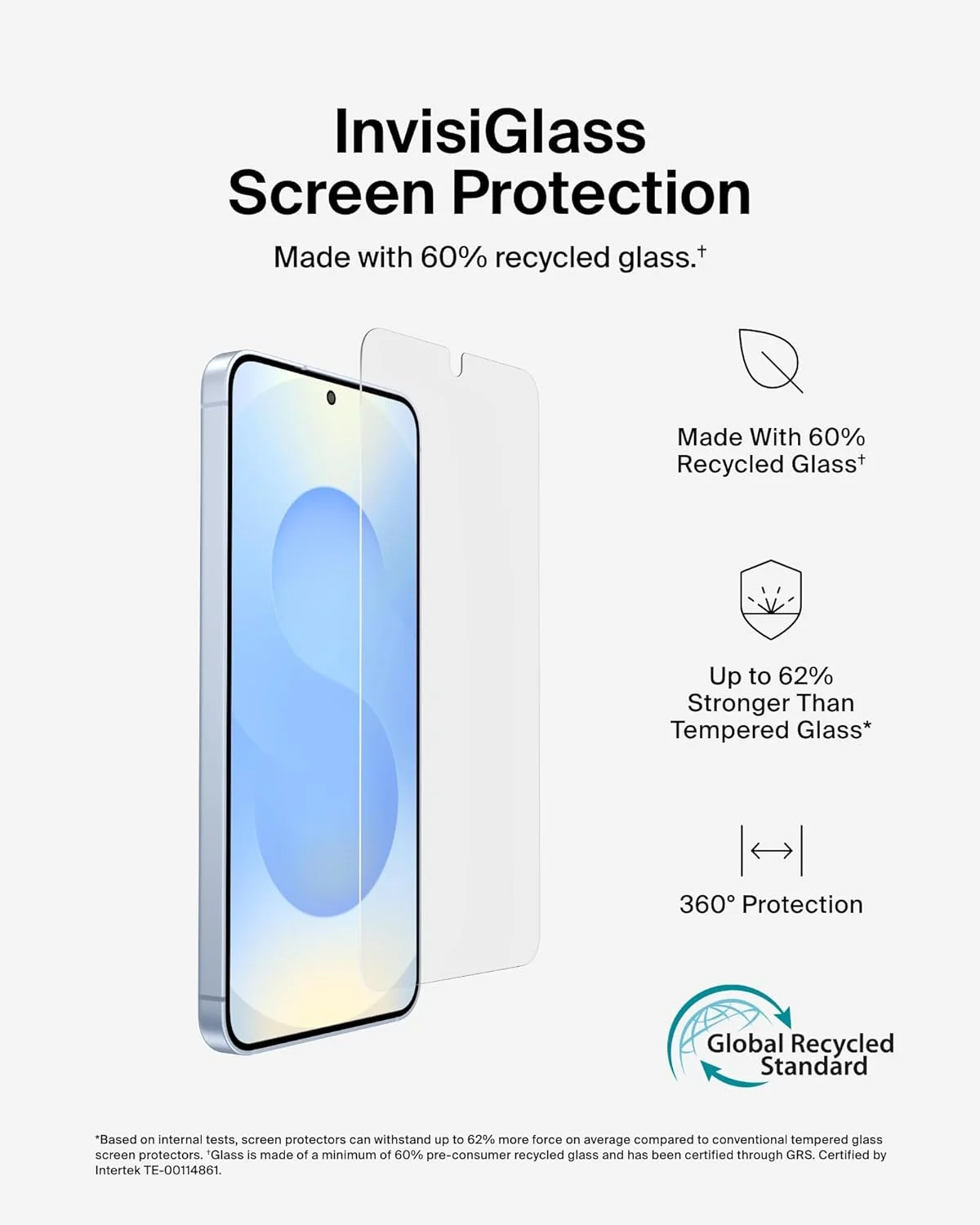 محافظ صفحه نمایش شیشه ای تقویت شده Belkin ScreenForce InvisiGlass برای Samsung Galaxy S25, S24، مقاوم در برابر خراش و ضربه، به همراه سینی تراز آسان برای نصب بدون حباب - شیشه بازیافتی محافظ صفحه نمایش شیشه ای تقویت شده Belkin ScreenForce InvisiGlass برای Samsung Galaxy S25, S24، مقاوم در برابر خراش و ضربه، به همراه سینی تراز آسان برای نصب بدون حباب - شیشه بازیافتی