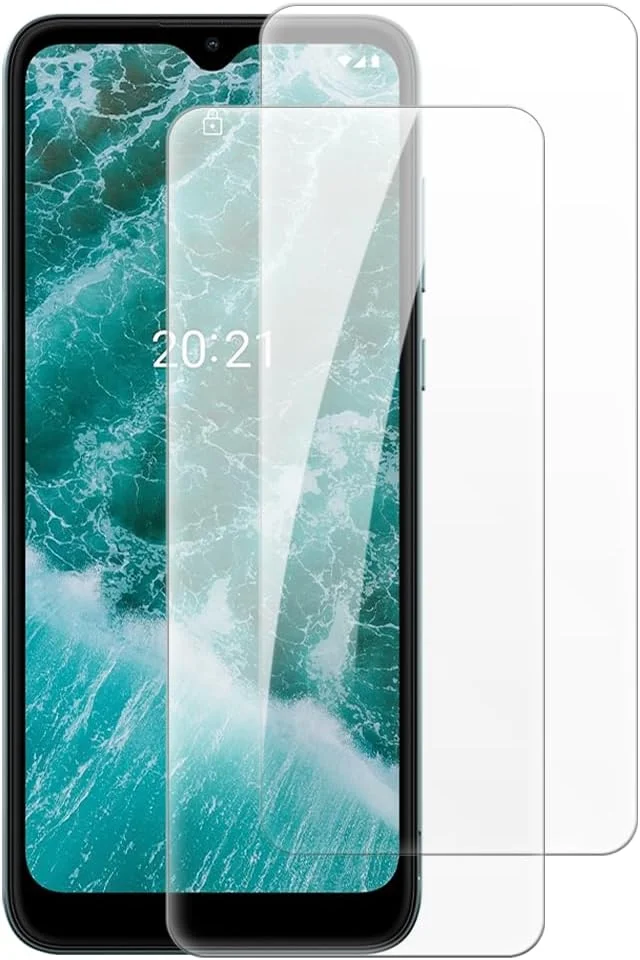 شاین تایم [بسته 2 عددی] محافظ صفحه نمایش شیشه ای حرارت دیده سازگار با نوکیا C30 (6.82 اینچ)، شفاف HD ضد خش بدون حباب سازگار با قاب