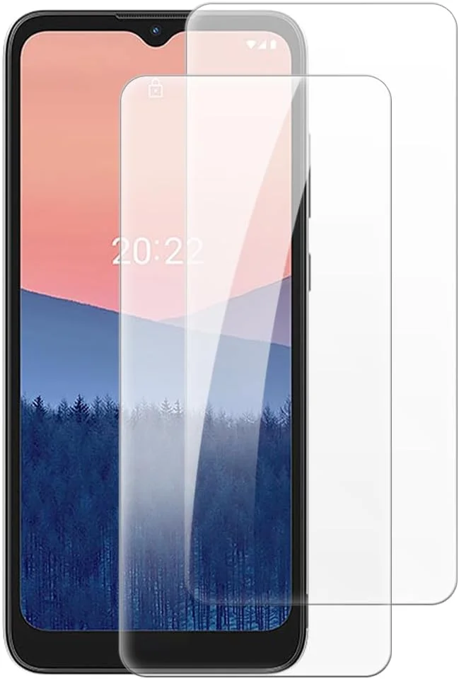 شاین تایم [بسته 2 عددی] محافظ صفحه نمایش شیشه ای حرارت دیده سازگار با نوکیا C21 (6.52 اینچ)، HD شفاف ضد خش بدون حباب سازگار با قاب