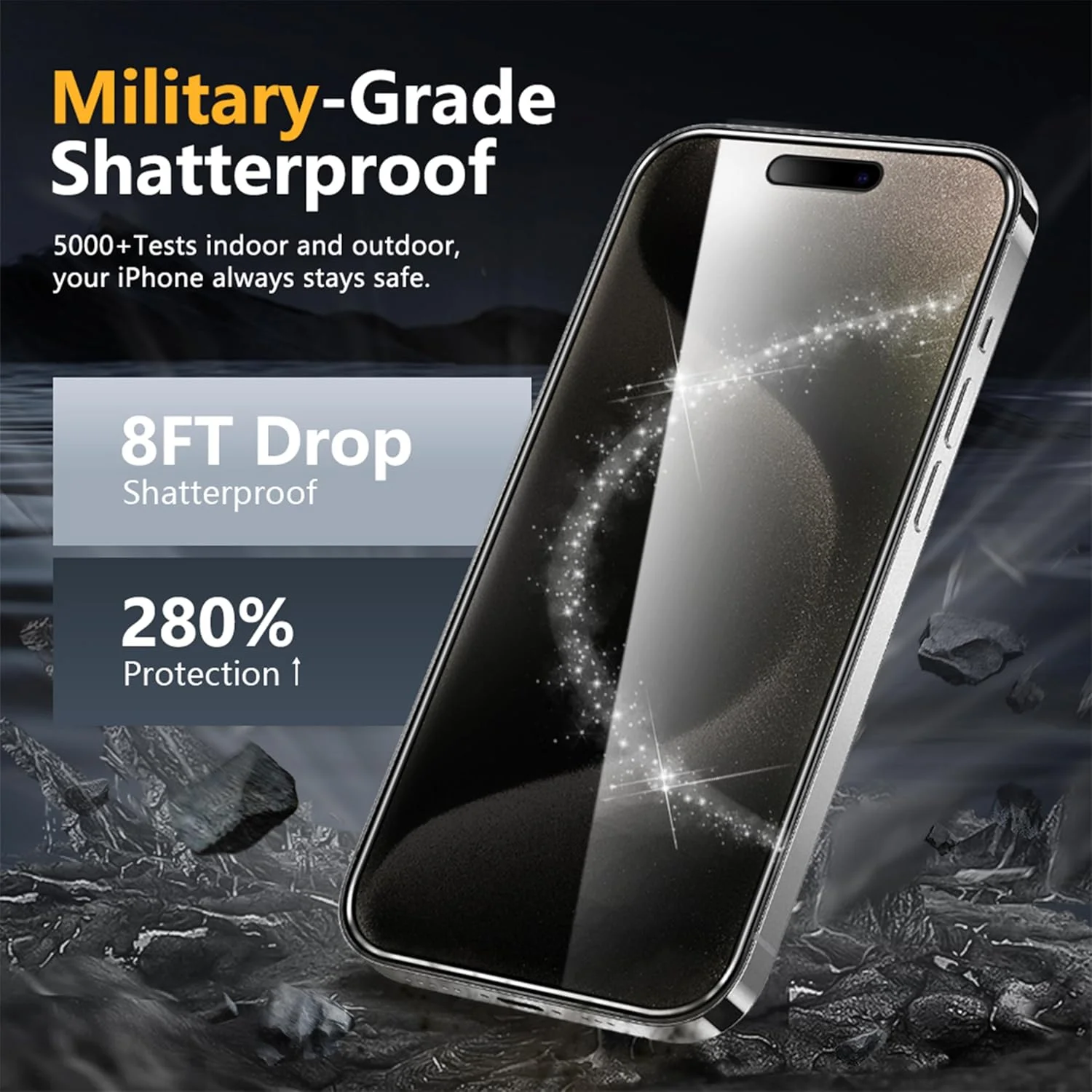 محافظ صفحه نمایش با کیفیت عالی ECO SHINE برای گوشی موبایل آیفون 16 پرو مکس، شیشه HD شفاف، مقاوم در برابر شکستگی و خراش، فیلم شیشه ای حرارت دیده 6.9 اینچی به همراه ابزار نصب آسان