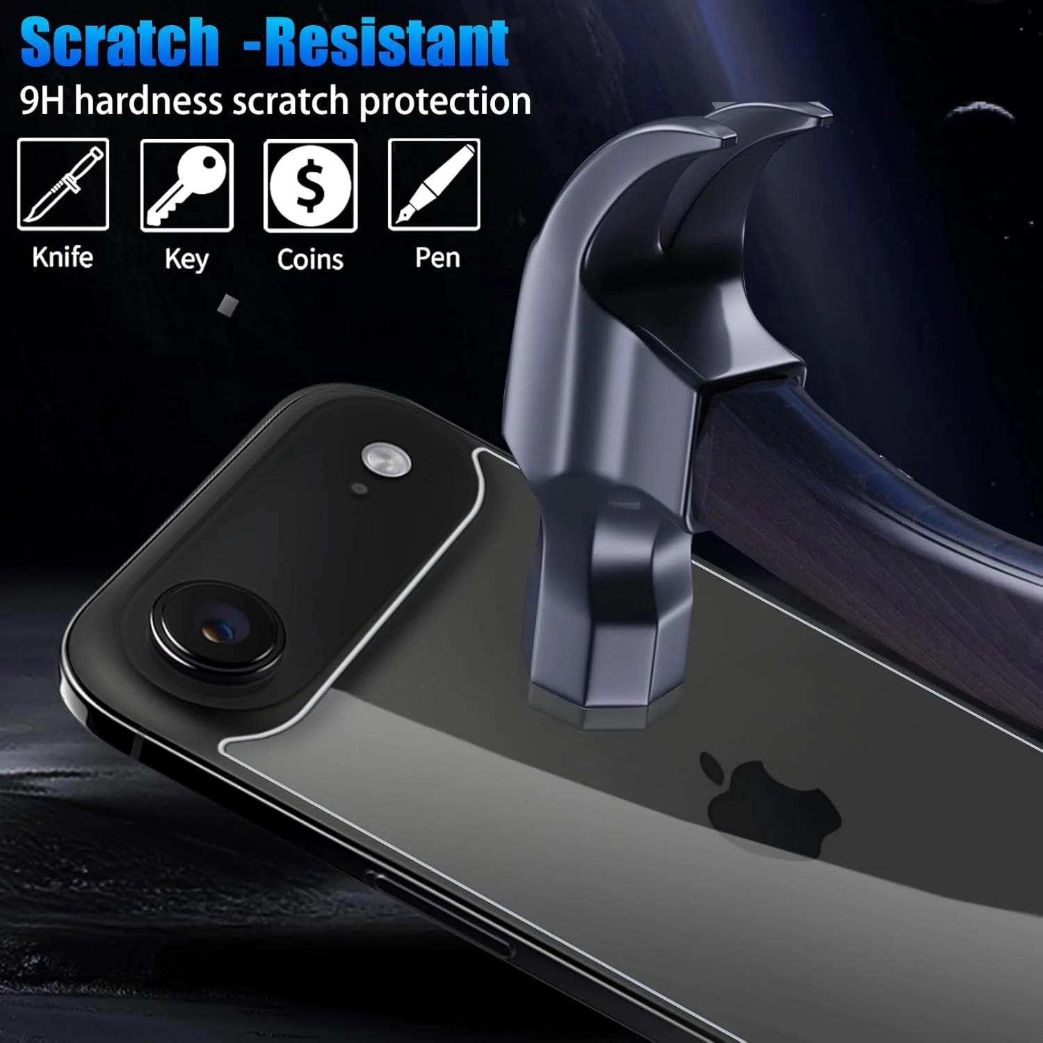 محافظ صفحه پشتی PaceBid برای آیفون 17 Air، شیشه حرارت دیده، [2 + 2 عدد] محافظ صفحه شیشه حرارت دیده پشتی + محافظ دوربین، فیلم HD با سختی 9H پوشش کامل محافظ شیشه ای پشت