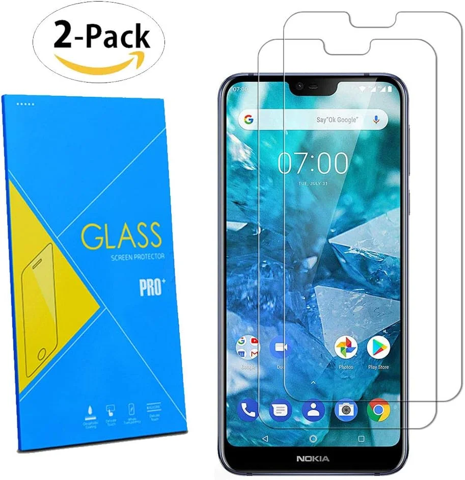 محافظ صفحه نمایش شیشه ای نوکیا 7.1 [بسته 2 عددی] - محافظ صفحه نمایش شیشه ای حرارت دیده برای نوکیا 7.1
