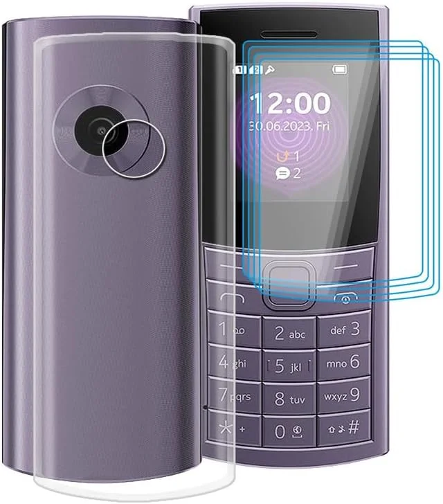 کاور محافظ گوشی نوکیا 110 4G 2023 (1.8 اینچ) به همراه 4 عدد محافظ صفحه نمایش شیشه ای حرارت دیده، کاور ضربه گیر TPU نرم و شفاف برای نوکیا 110 4G 2023 - شفاف