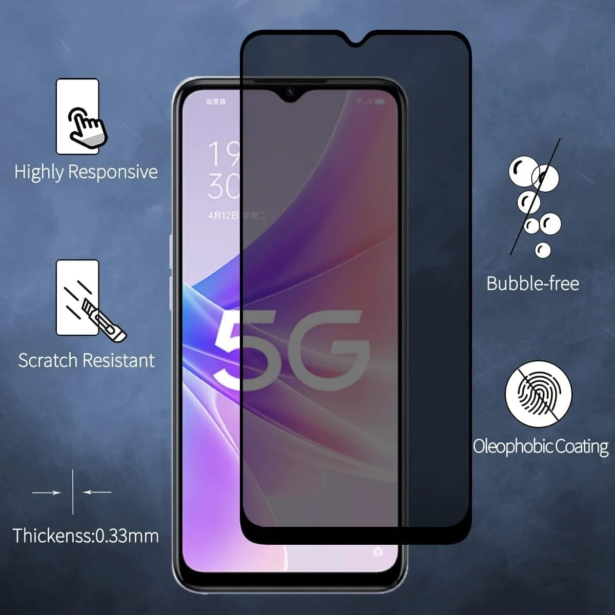 محافظ صفحه نمایش حریم خصوصی Fiokxie [بسته 2 عددی] برای نوکیا G60 5G - محافظ صفحه نمایش حریم خصوصی تمام صفحه، فیلم شیشه ای سخت شده سه بعدی، سختی 9H ضد خش و پوشش کامل
