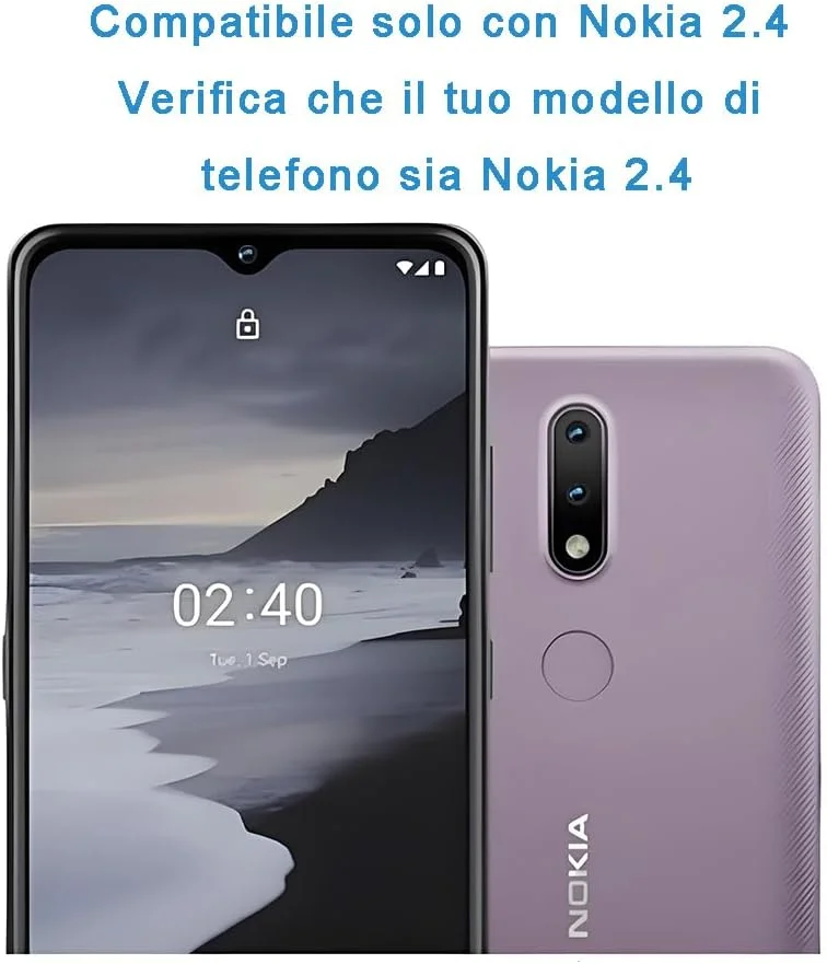 محافظ صفحه نمایش شیشه ای حرارت دیده نوکیا 2.4 مدل HYGMOCC، وضوح HD، سختی 9H، نصب آسان، ضد خش، بدون حباب (بسته 2 عددی)