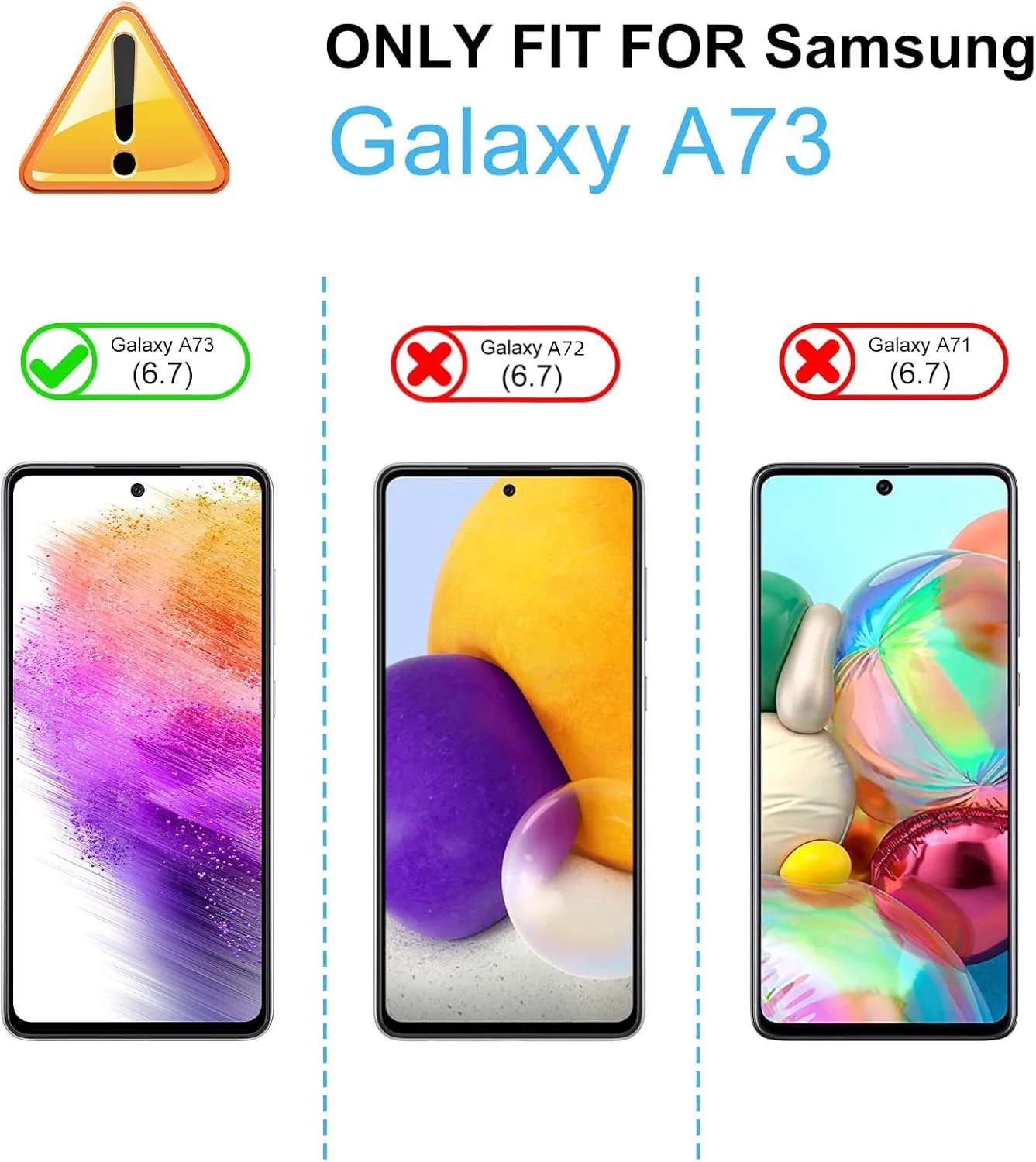 محافظ صفحه نمایش شیشه ای حرارت دیده 9H [بسته 2 عددی] T Tersely برای گوشی سامسونگ گلکسی A73 5G، سازگار با قاب، باز کردن قفل با اثر انگشت، ضد خش، فوق العاده شفاف