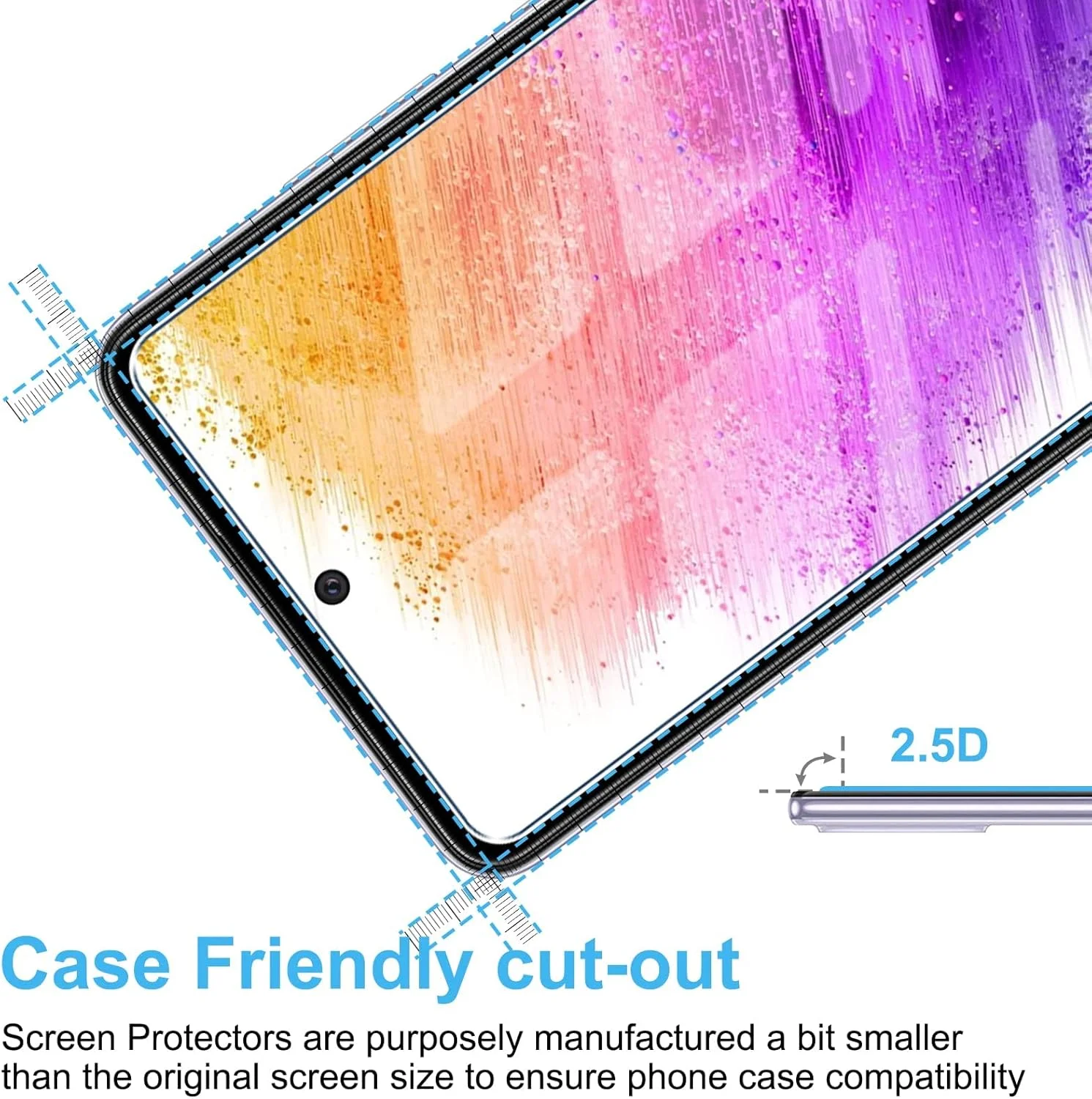 محافظ صفحه نمایش شیشه ای حرارت دیده 9H [بسته 2 عددی] T Tersely برای گوشی سامسونگ گلکسی A73 5G، سازگار با قاب، باز کردن قفل با اثر انگشت، ضد خش، فوق العاده شفاف