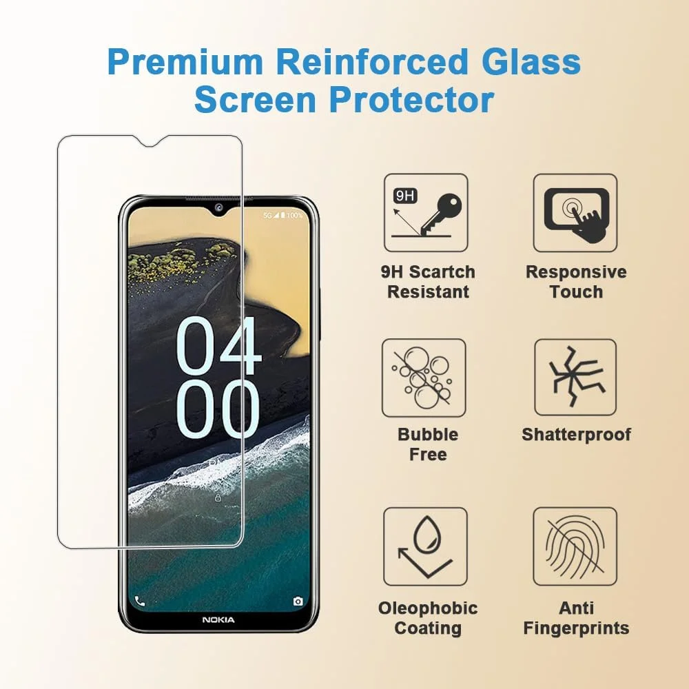 محافظ صفحه نمایش Shunwige برای نوکیا G400، فیلم محافظ شیشه ای حرارت دیده، کیفیت HD، نصب آسان، ضد خش، بدون حباب، سختی 9H (1 عدد)