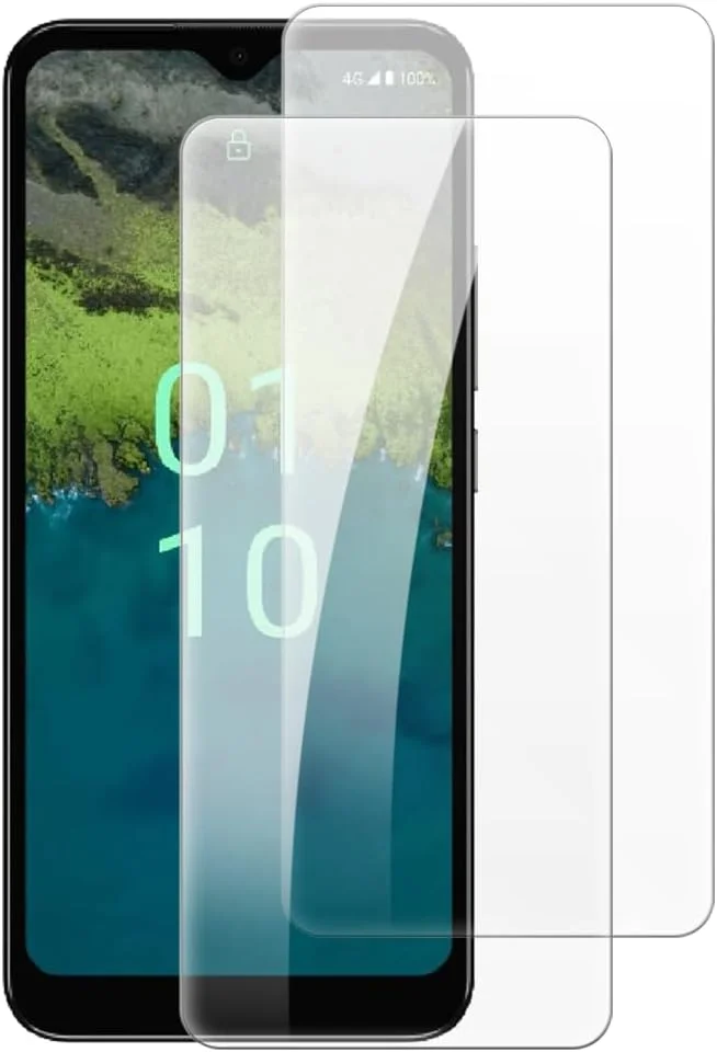 شاین تایم [بسته 2 عددی] محافظ صفحه نمایش شیشه ای حرارت دیده سازگار با نوکیا C110 4G (6.3 اینچ)، HD شفاف ضد خش بدون حباب، سازگار با قاب