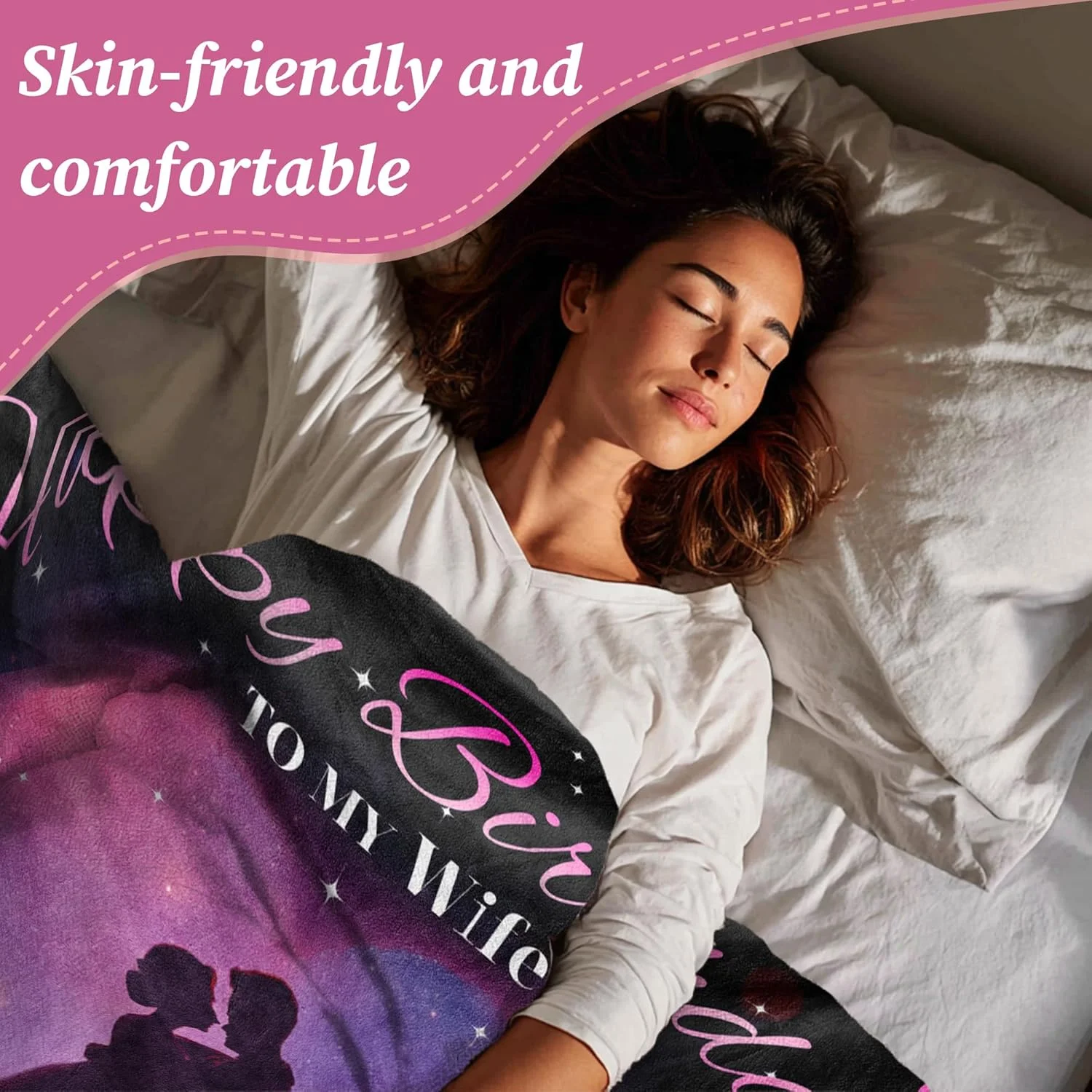 هدیه ای رمانتیک برای همسر - پتوی فلانل شخصی سازی شده با طرح "دوستت دارم"، هدیه سالگرد ازدواج، تولد، کریسمس یا ولنتاین برای همسر از طرف شوهر، پتو سایز 152x127 سانتی متر