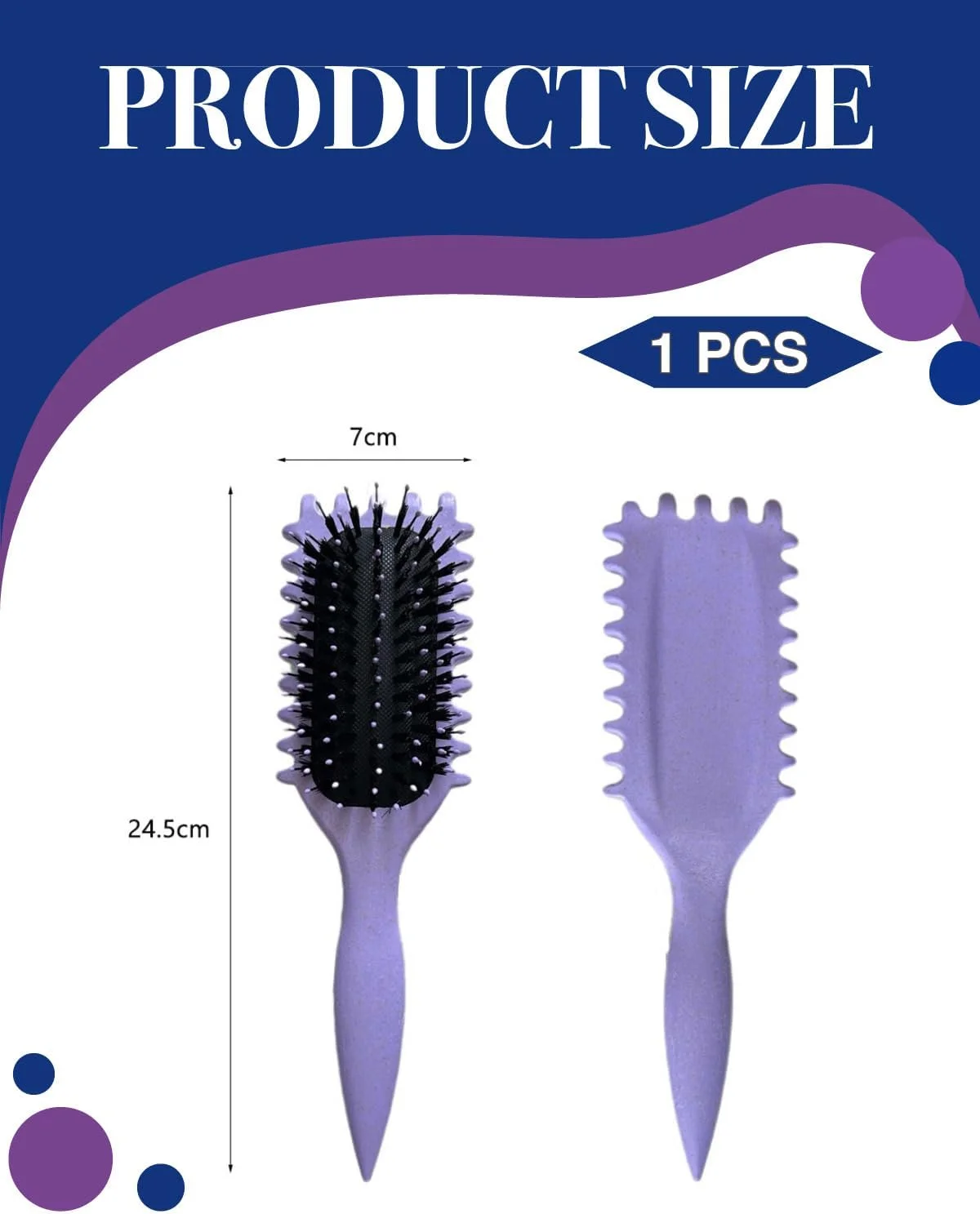 برس فر کننده مو گاجوس، یک عدد، برای شانه کردن، مرتب کردن، حالت دادن و استایل دادن به موهای فر برای آقایان و بانوان، کاهش کشیدگی و گره خوردگی موهای فر (بنفش)