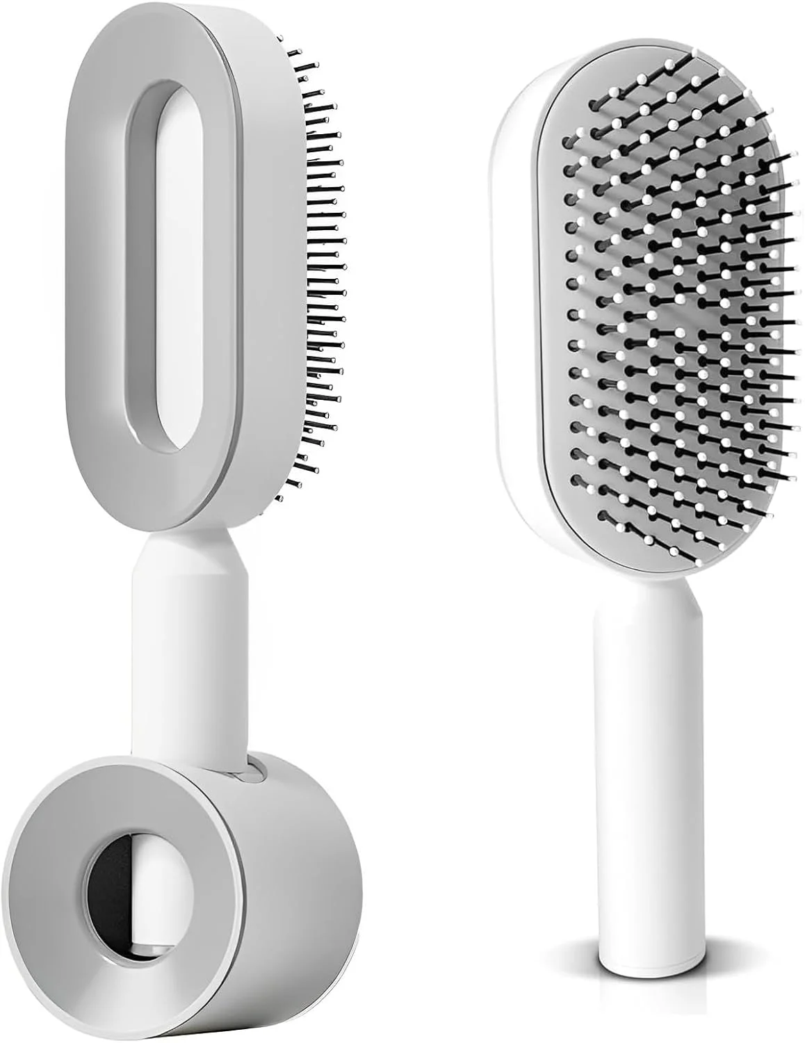 برس مو با طراحی تمیز کننده فشاری، شانه بالشتک هوا، شانه ماساژ کیسه هوای ویژه، برس باز کننده گره مو، مناسب برای موهای ضخیم/نازک/مجعد/خشک به همراه پایه