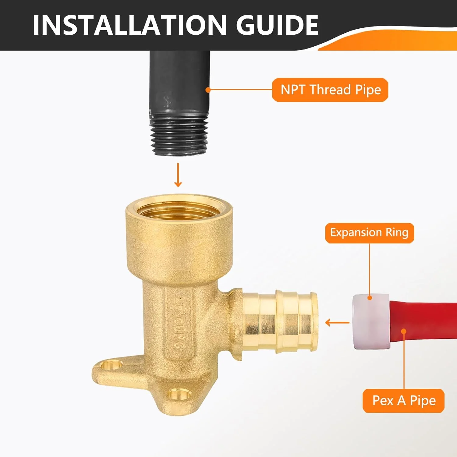اتصالات Pex A هسون، بسته 5 عددی، زانویی گوشه دار 3/4 اینچ، رزوه مادگی NPT 3/4 اینچ x اتصال Pex A 3/4 اینچ، ASTM F1960