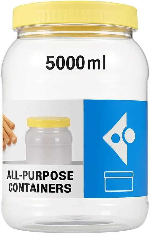 ظرف پت فیتو 5000 میلی لیتر، ظرف نگهداری پلاستیکی شفاف بزرگ با درب برای آشپزخانه، انبار، نگهداری مواد غذایی ظرف پت فیتو 5000 میلی لیتر، ظرف نگهداری پلاستیکی شفاف بزرگ با درب برای آشپزخانه، انبار، نگهداری مواد غذایی