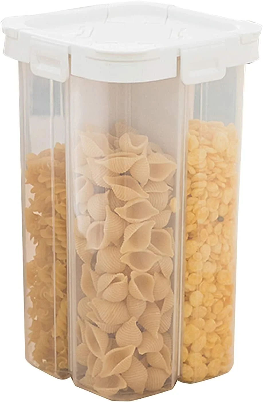 ALISSA Four-Partition Sealed Airproof Food Container Kitchen Storage Jar Sealed Can (White)
