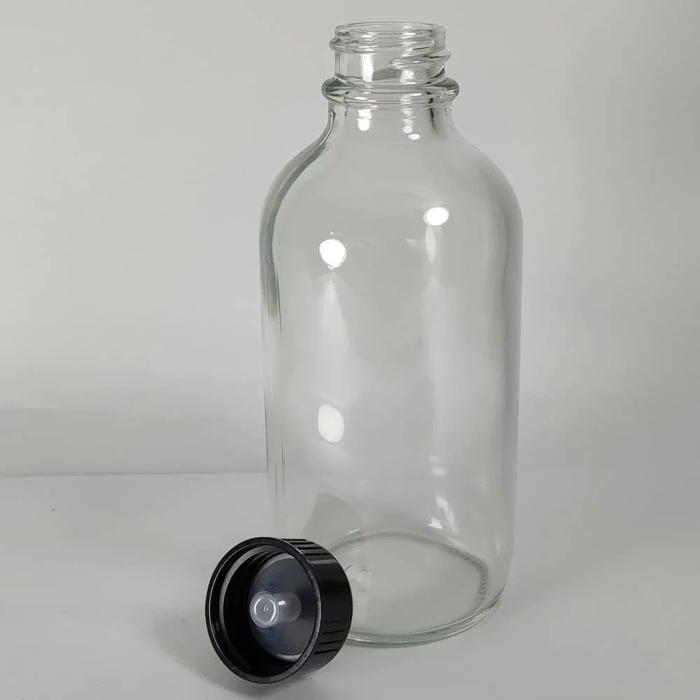 بطری شیشه ای 150 میلی لیتری با درب پلاستیکی مشکی، 6 عدد - شیشه های کوچک گرد ضد نشت برای آب، آبمیوه، روغن، ادویه جات، چاشنی ها، محصولات زیبایی دست ساز، نگهداری در آشپزخانه، مسافرت و سازماندهی انبار