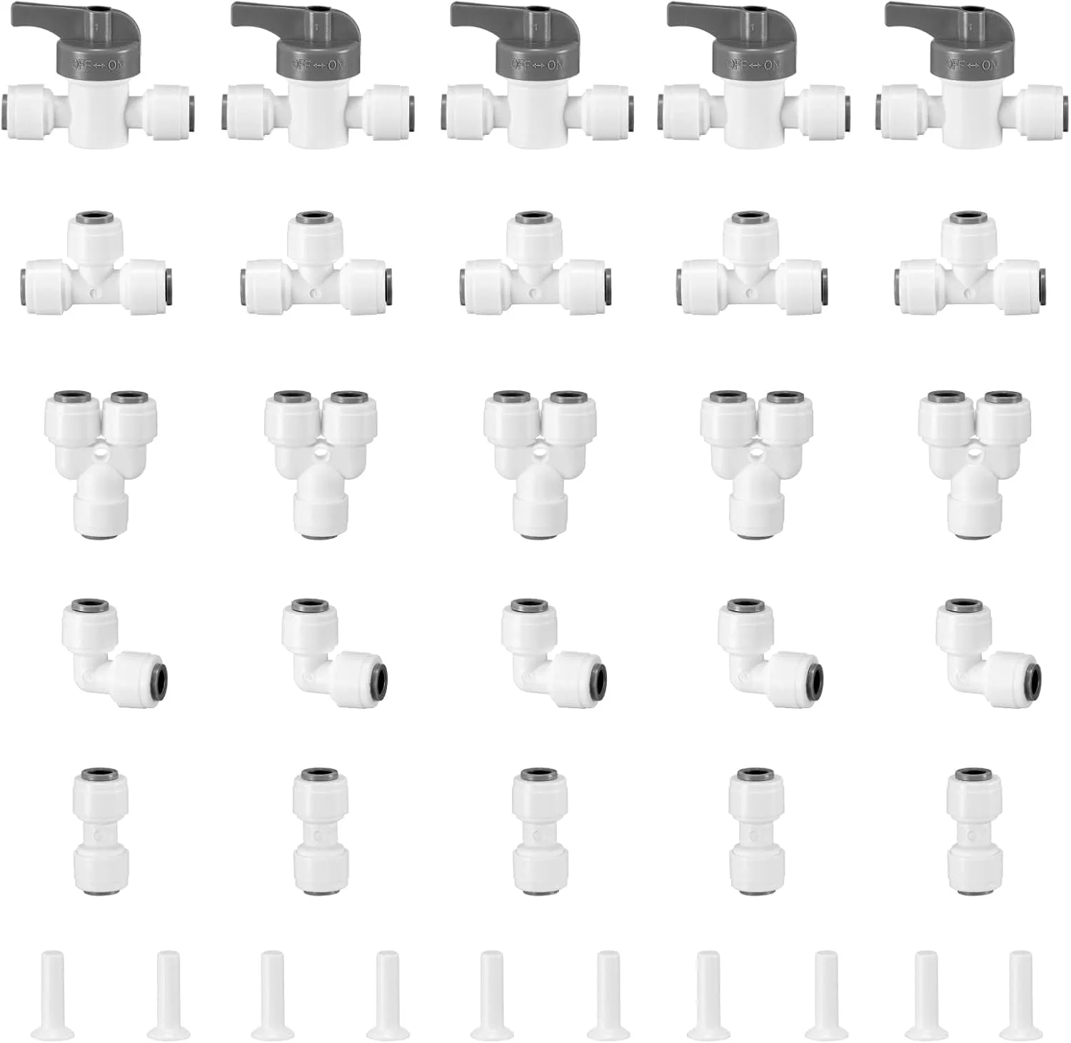 اتصالات اتصال سریع 35 عددی، قطر خارجی 1/4 اینچ، درجه غذایی، اتصالات فشاری برای سیستم های RO، اتصالات اتصال سریع قطر خارجی 1/4 اینچ