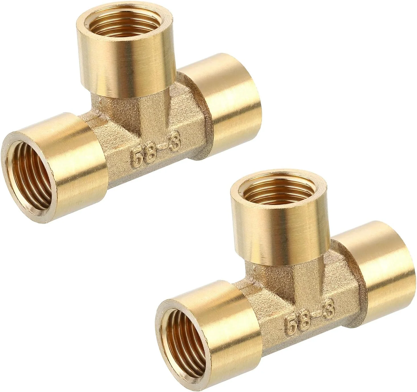 اتصال سه راهی برنجی QUARKZMAN، 1/4 اینچ x 1/4 اینچ x 1/4 اینچ NPT، اتصال سه راهی 3 طرفه برای انتقال لوله های گاز، بسته 2 عددی