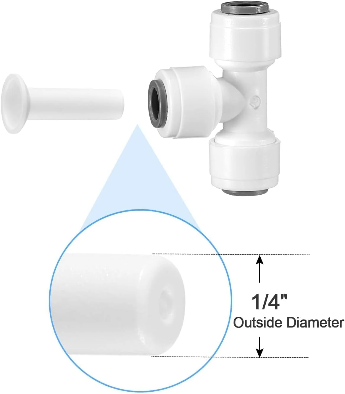 اتصالات اتصال سریع 35 عددی، قطر خارجی 1/4 اینچ، درجه غذایی، اتصالات فشاری برای سیستم های RO، اتصالات اتصال سریع قطر خارجی 1/4 اینچ