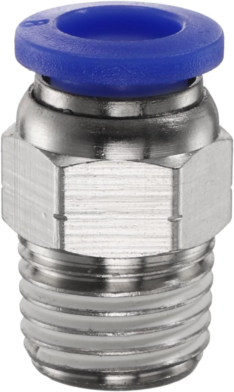 اتصالات فشاری QUARKZMAN، لوله 8 میلی‌متری OD x رزوه 1/4 اینچ NPT، اتصال سریع مستقیم نر، اتصالات شلنگ خط هوای مسی برای سیستم هوای صنعتی PC8-N02، آبی