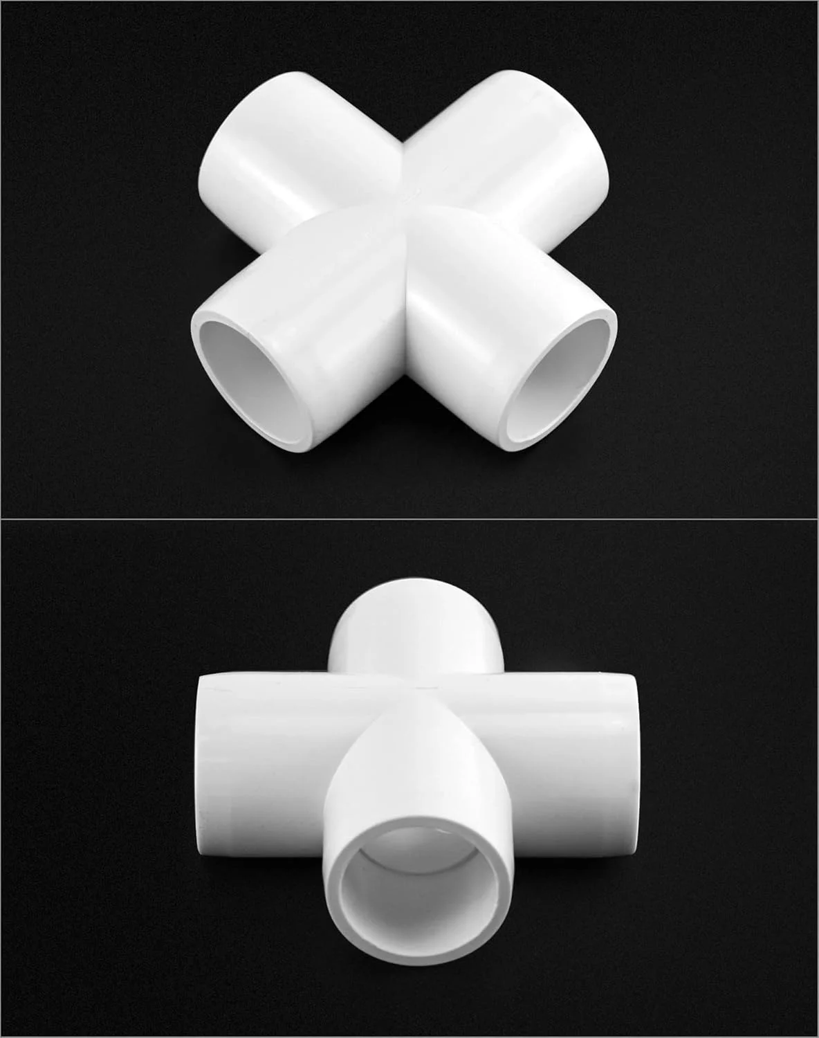 اتصال 4 طرفه PVC کیوورک، سایز 1/2 اینچ، بسته 10 عددی، اتصال دهنده PVC، درجه مبلمان، برای ساخت مبلمان و سازه های PVC، سفید