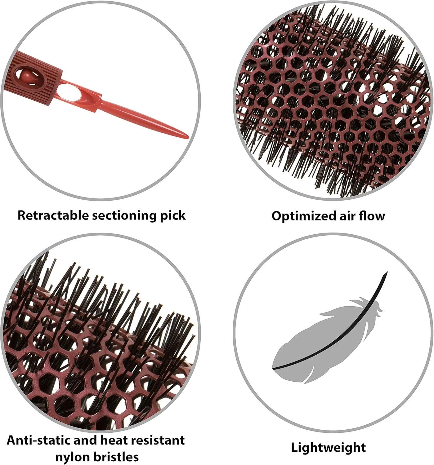 برس گرد مو مجستیک+ 52 میلی‌متری با فناوری نانو سرامیک و برس یونی با موهای نایلونی برای خشک کردن، فر کردن، حالت دادن و صاف کردن مو