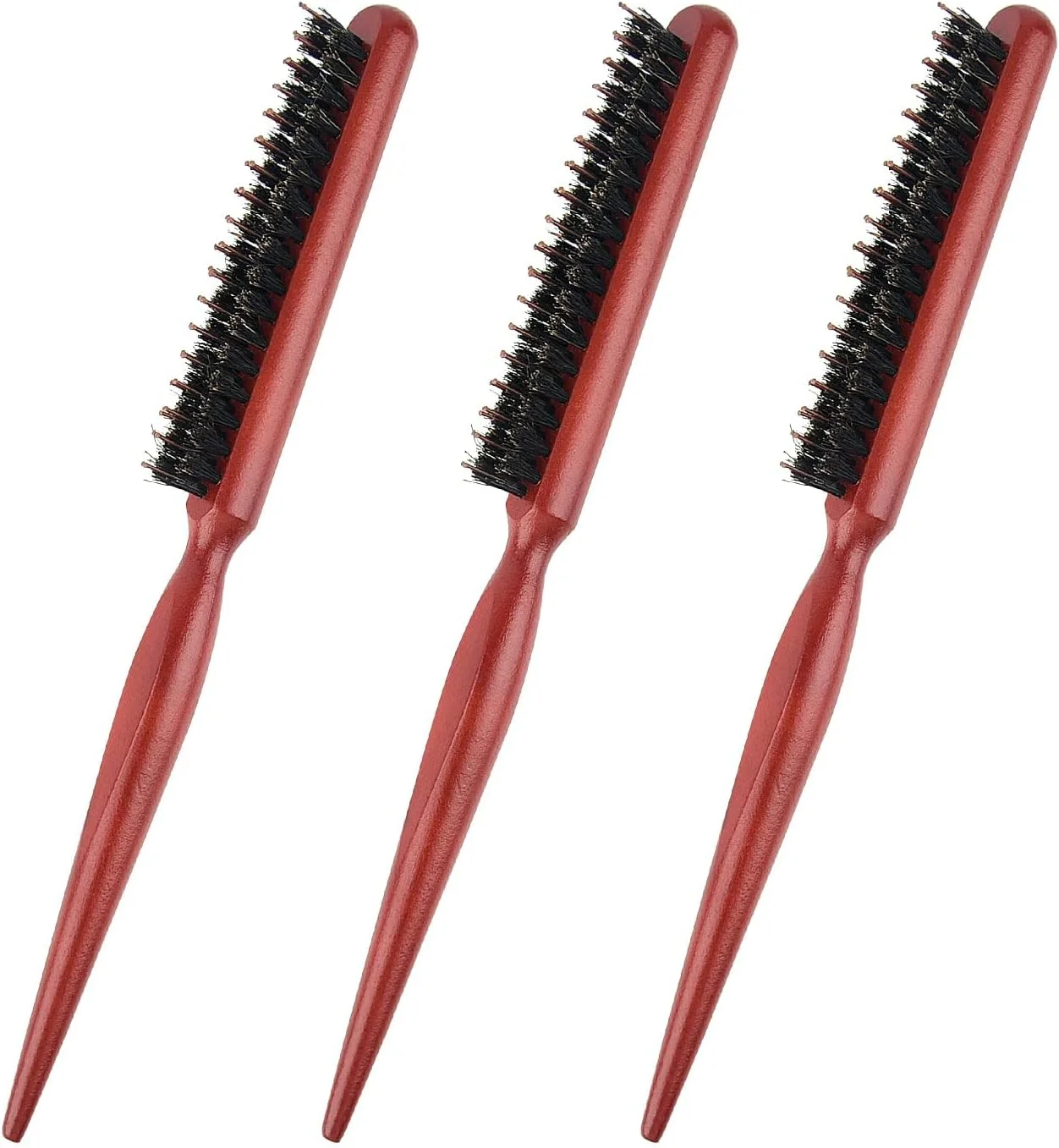 برس پوش دهنده نایلونی، 3 عدد شانه پوش دهنده با دم موشی برای قسمت بندی مو برای حالت دادن لبه ها، پوش دادن، صاف کردن و حالت دادن به موهای نازک و ظریف برای ایجاد حجم