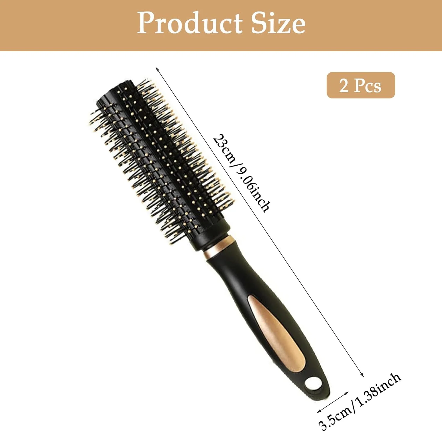 برس مو گرد NVTEGR، 2 عدد، برس گرد، برس فر کننده، ابزار حالت دهنده مو گرد برای ایجاد و صاف کردن موهای مجعد یا موج دار، برس سشوار، لوازم حالت دهنده مو