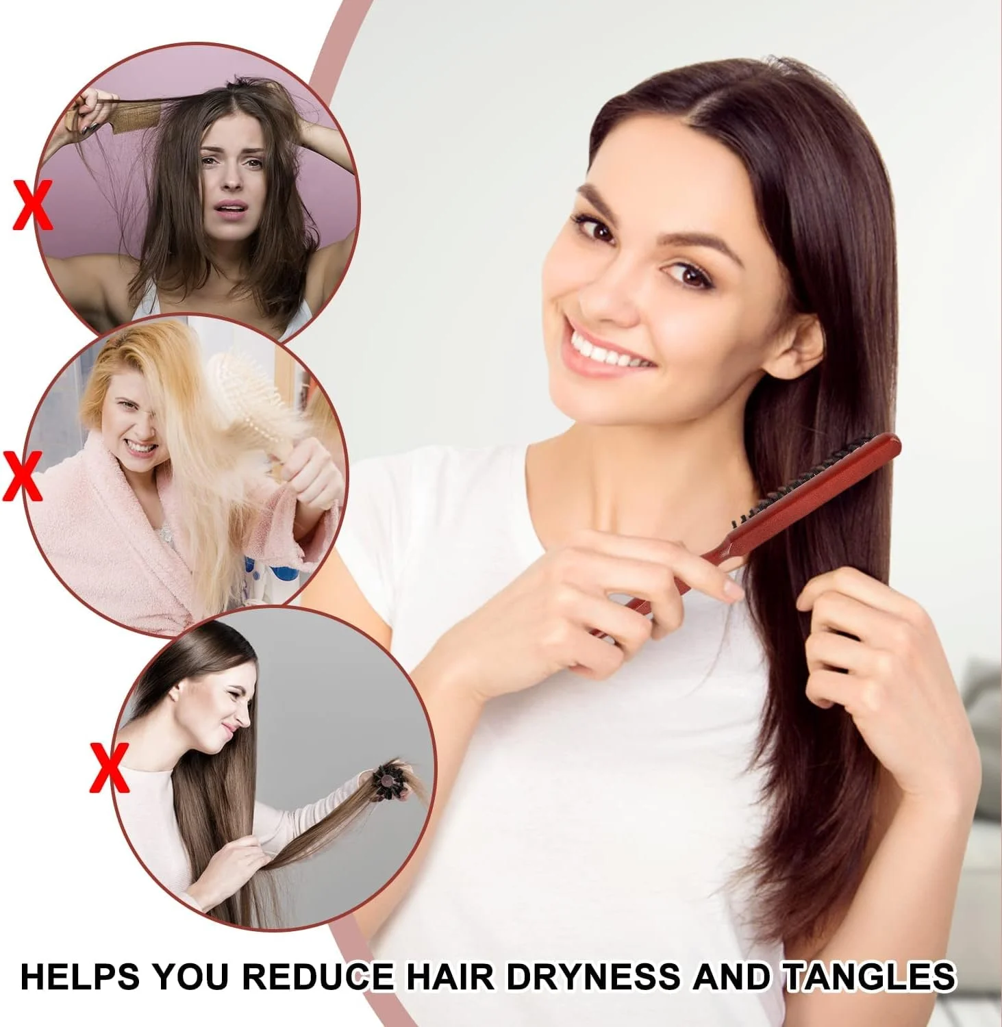 برس پوش دهنده نایلونی، 3 عدد شانه پوش دهنده با دم موشی برای قسمت بندی مو برای حالت دادن لبه ها، پوش دادن، صاف کردن و حالت دادن به موهای نازک و ظریف برای ایجاد حجم برس پوش دهنده نایلونی، 3 عدد شانه پوش دهنده با دم موشی برای قسمت بندی مو برای حالت دادن لبه ها، پوش دادن، صاف کردن و حالت دادن به موهای نازک و ظریف برای ایجاد حجم