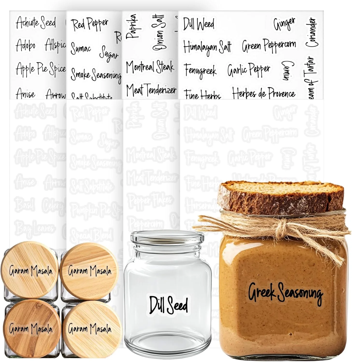 برچسب های مواد غذایی XLIUAX، 276 عدد، برچسب های شفاف ادویه جات، برچسب های نگهداری ظروف آشپزخانه برای سازماندهی نمک، فلفل، چاشنی، سطل های نگهداری و شیشه ها