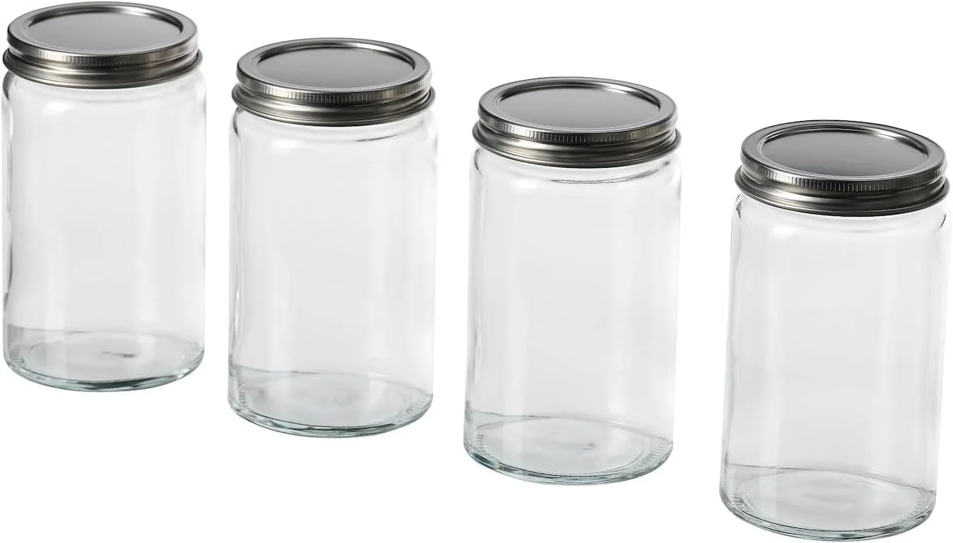 ست 4 تایی شیشه ادویه با درب استیل ضد زنگ - 350 میلی لیتر، ظروف نگهداری چاشنی هوا بند برای سازماندهی و نگهداری آشپزخانه