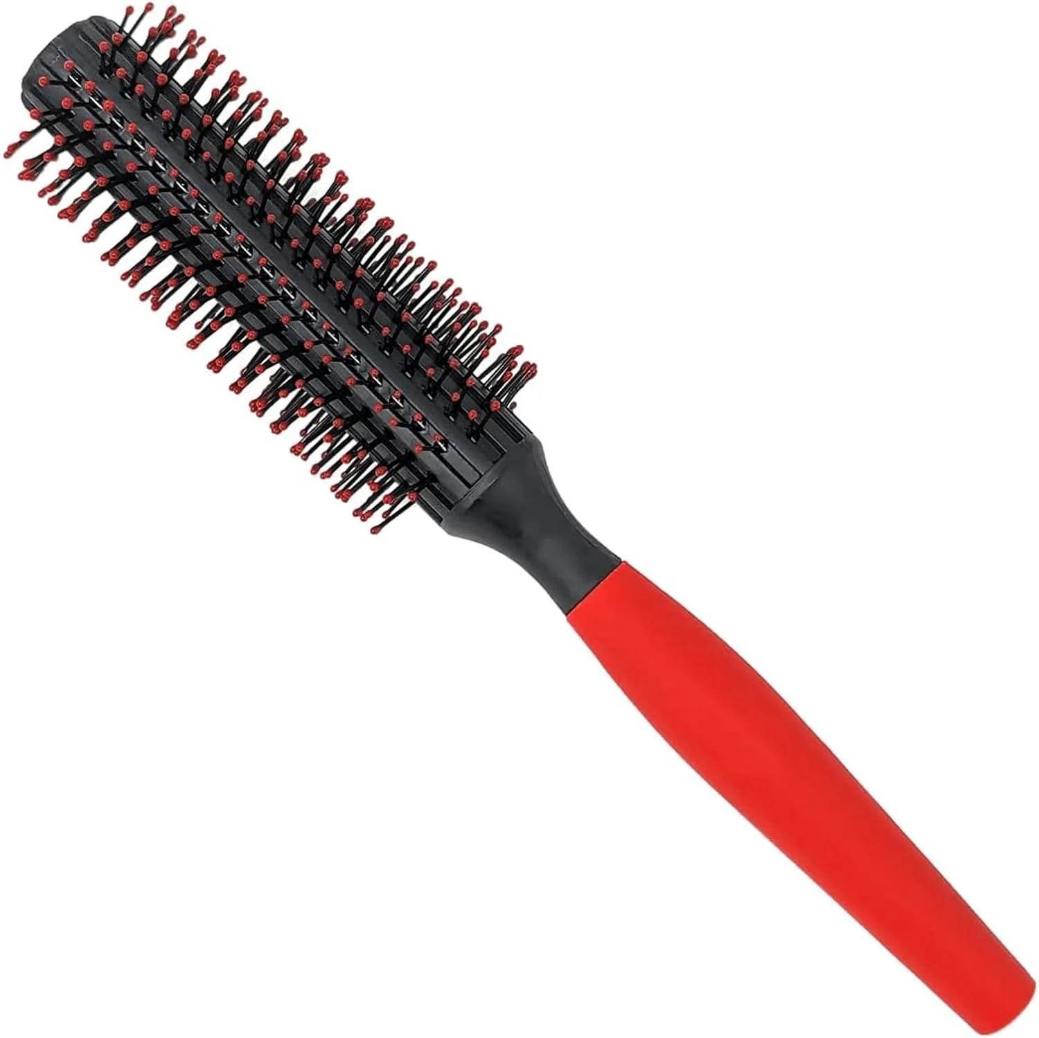 برس گرد حالت دهنده موی حرفه ای با دسته لاستیکی قرمز - برس موی صاف و براق، برس موی فر ایده آل برای آقایان و آرایشگران