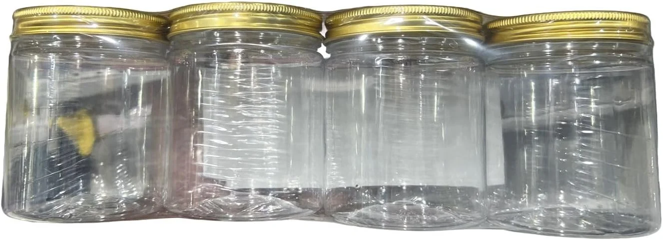 ظروف نگهداری مواد غذایی آشپزخانه 240 میلی لیتر، ست 4 عددی - شیشه های پلاستیکی شفاف با درب برای ادویه جات، مواد غذایی خشک، تنقلات و سازماندهی